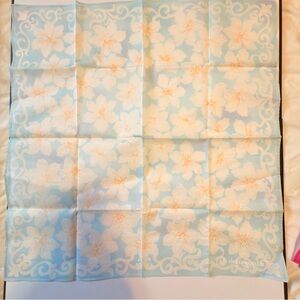Vintage Pierre Balmain Blue and Cream Floral Scarf